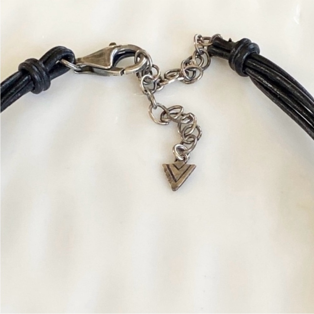 Silpada BlackLeather Necklace with Crystal Pendant N1494 16” with 3” extender - Picture 6 of 7